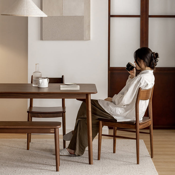 Vintage walnut wood dining chair chrono material variants.