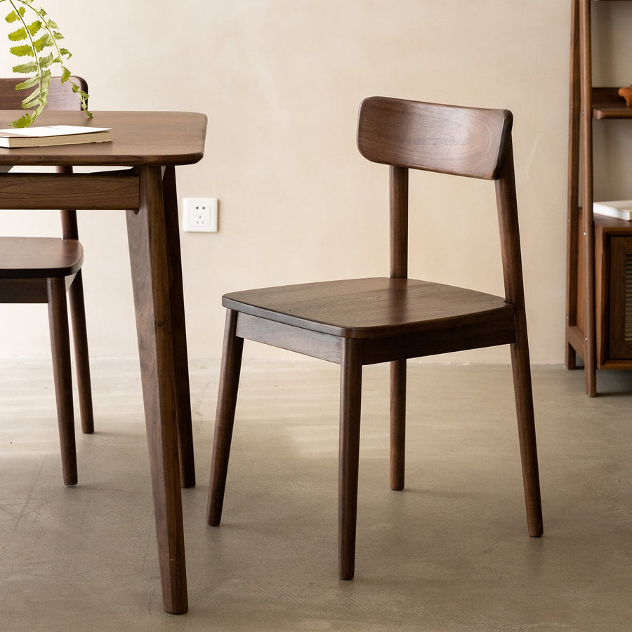 Japandi Walnut Wood Dining Chair GREEN