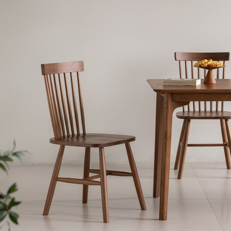 Vintage walnut wood dining chair windsor primary product view.
