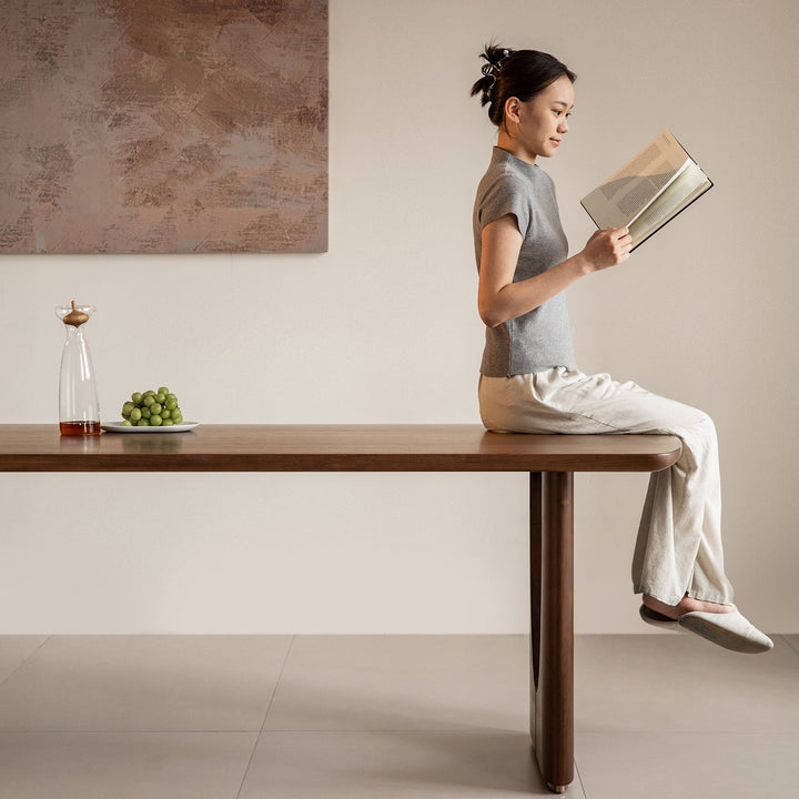 Vintage walnut wood dining table rockwel material variants.