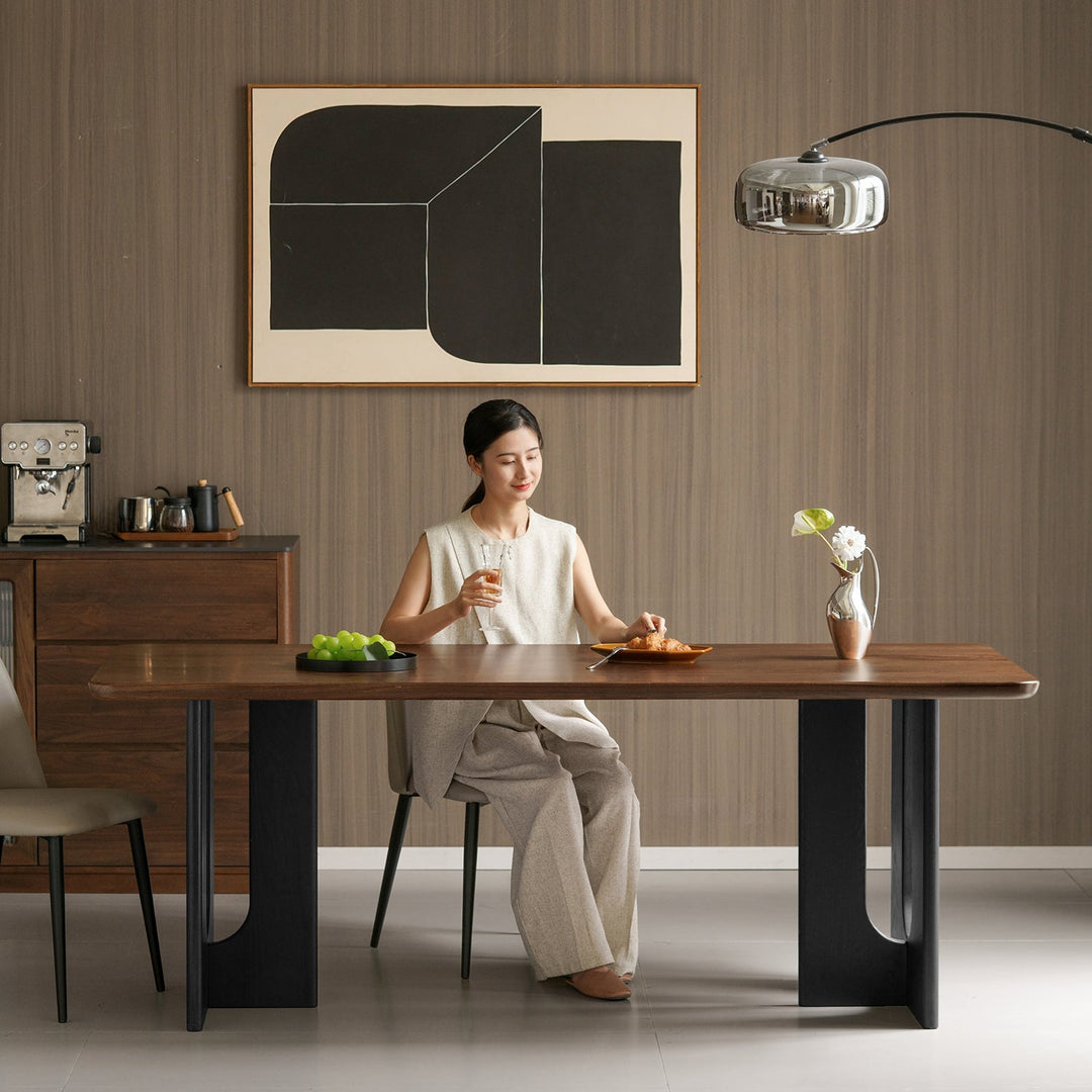 Vintage walnut wood dining table savor with context.