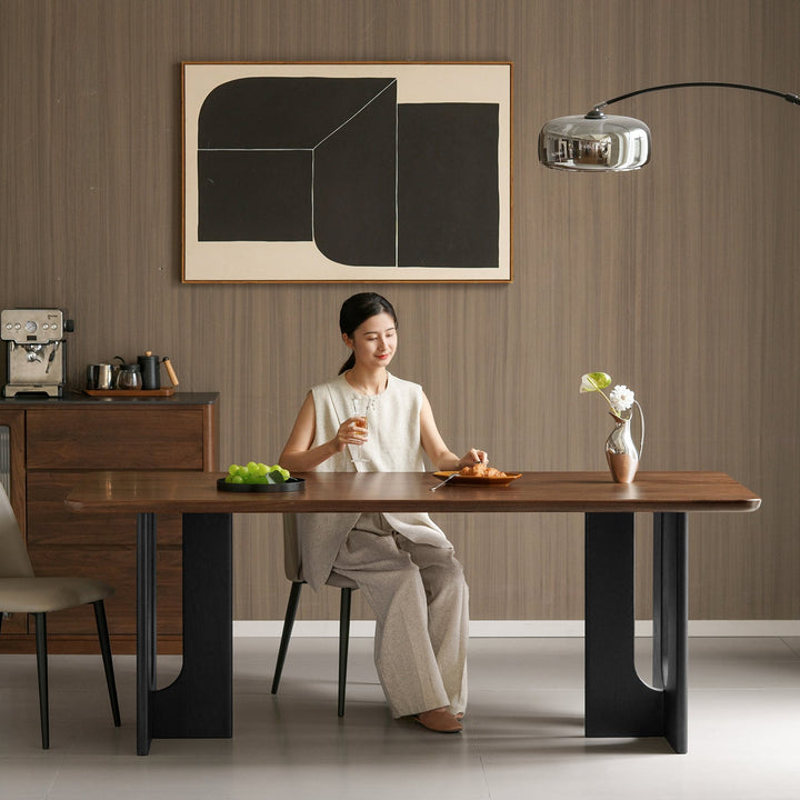 Vintage walnut wood dining table savor with context.
