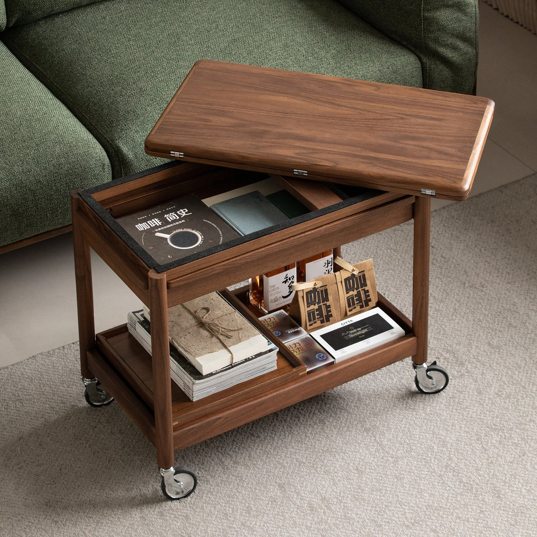 Vintage walnut wood extendable coffee table vorin material variants.