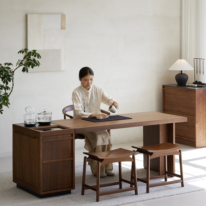 Vintage walnut wood stool arcus size charts.