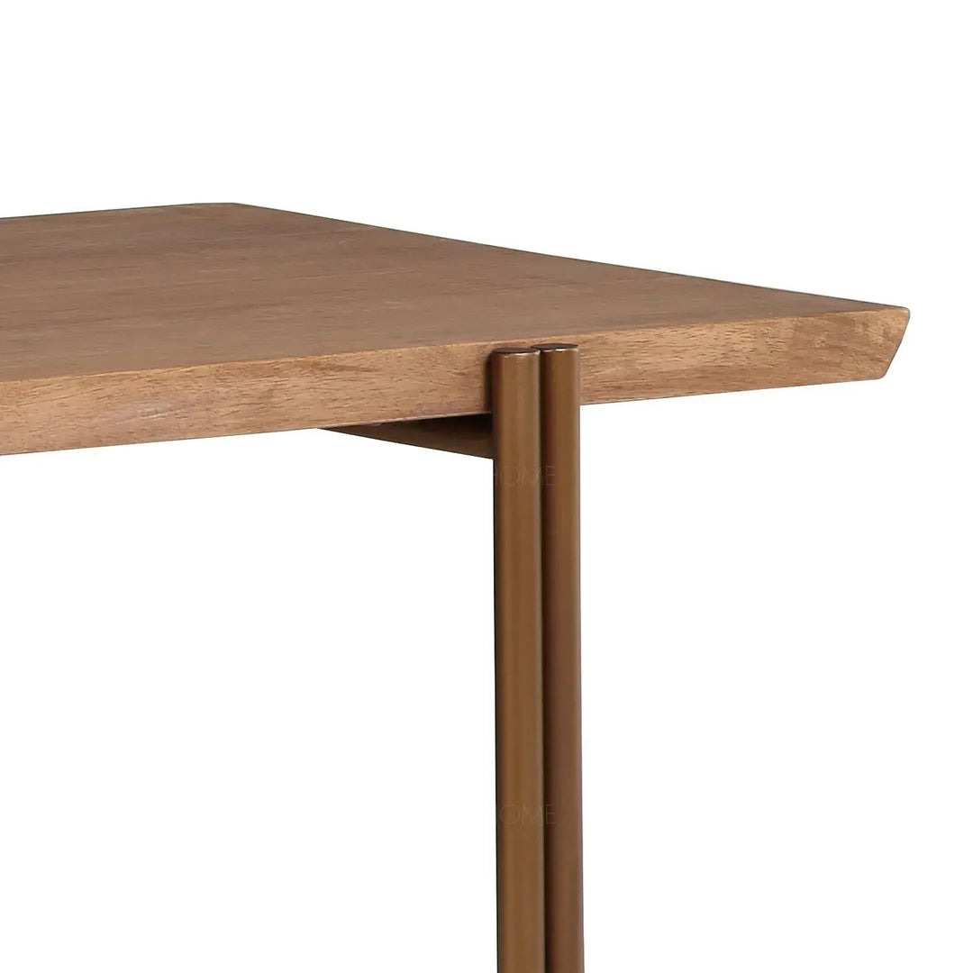 Bauhaus wooden coffee table breezy in panoramic view.