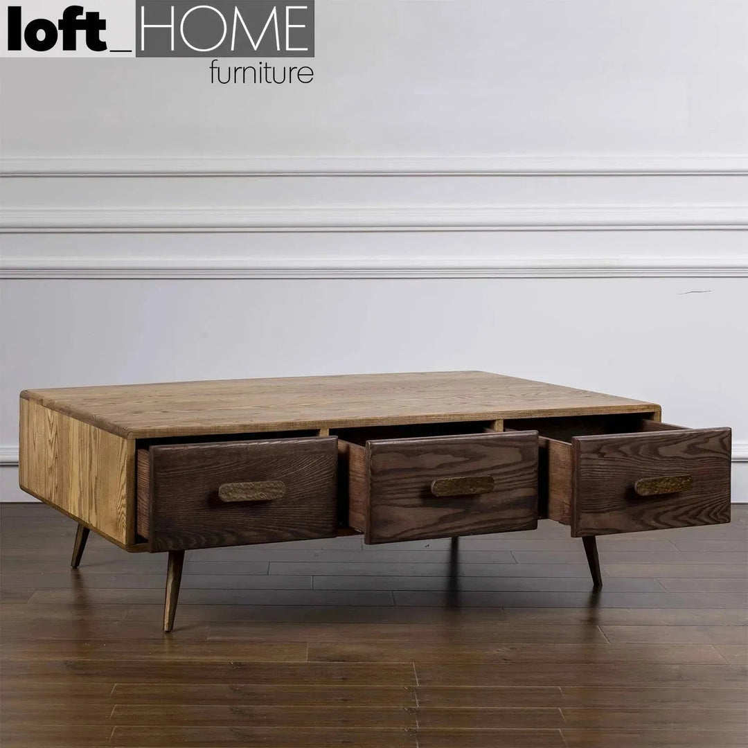 Vintage Wooden Coffee Table HAMMER BRASS