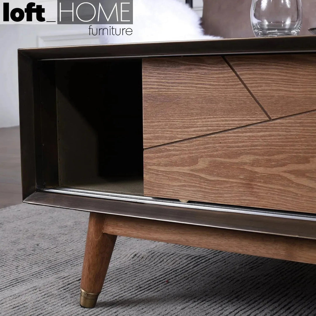 Vintage Wooden Coffee Table VINTAGE BRASS