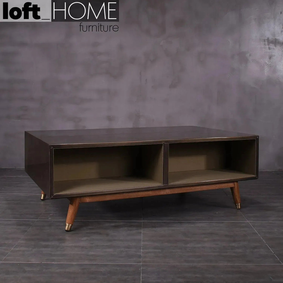 Vintage Wooden Coffee Table VINTAGE BRASS