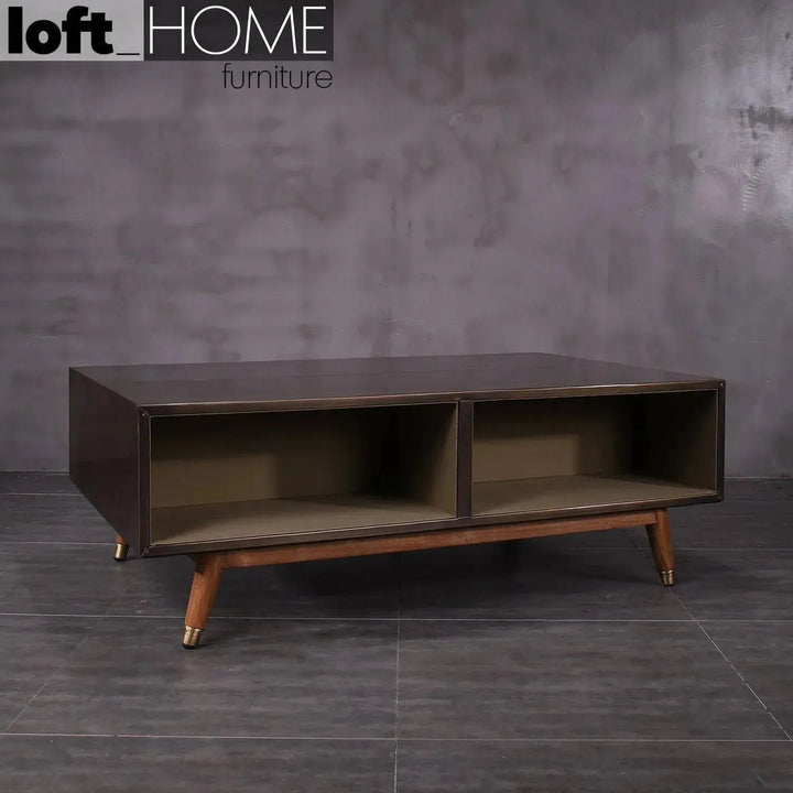 Vintage Wooden Coffee Table VINTAGE BRASS