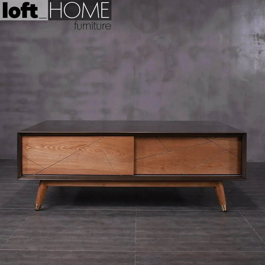 Vintage Wooden Coffee Table VINTAGE BRASS