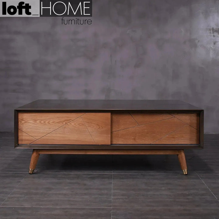 Vintage Wooden Coffee Table VINTAGE BRASS