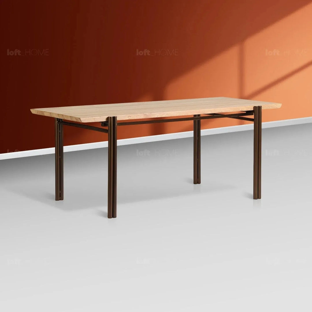 Bauhaus wooden dining table breezy color swatches.