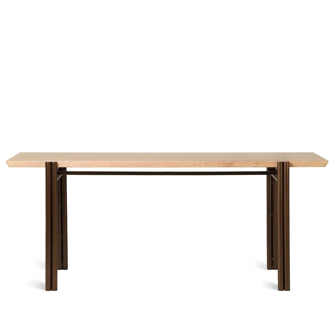 Bauhaus wooden dining table breezy in white background.