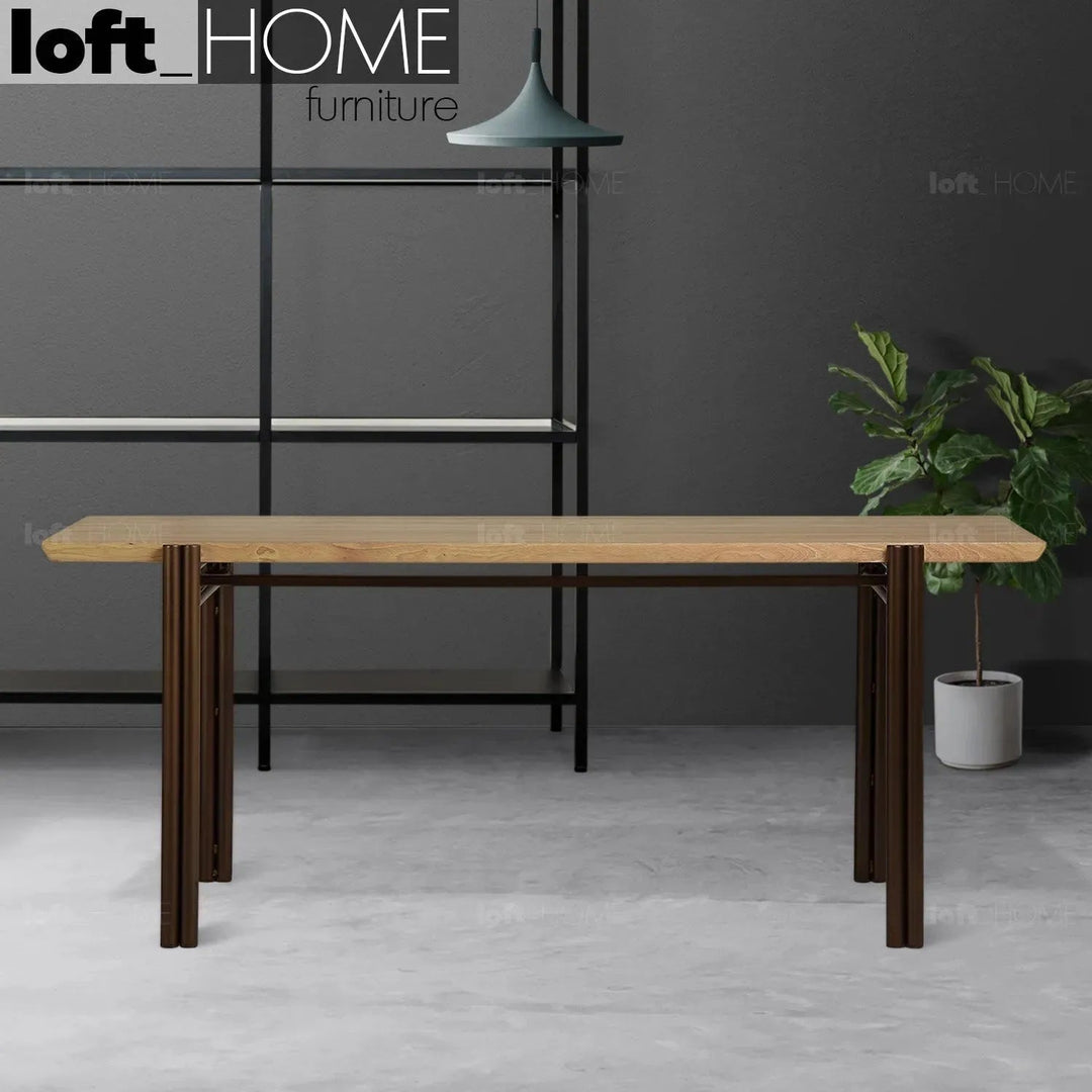 Bauhaus wooden dining table breezy primary product view.