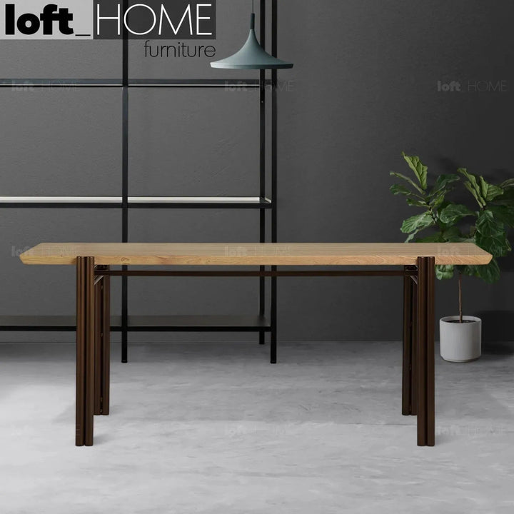 Bauhaus wooden dining table breezy primary product view.