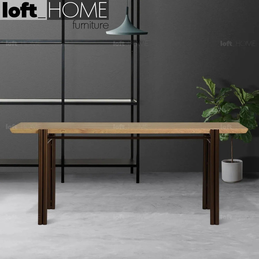 Bauhaus wooden dining table breezy primary product view.