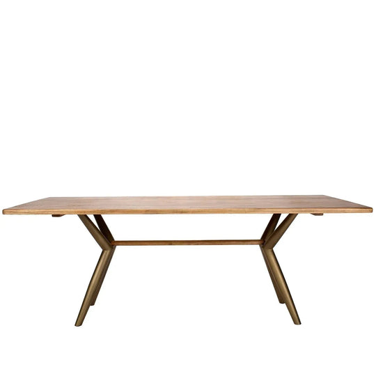 Industrial wooden dining table lucien ash in white background.