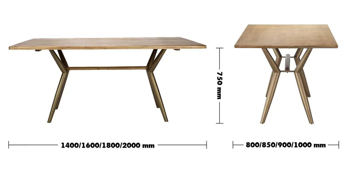 Industrial wooden dining table lucien ash size charts.