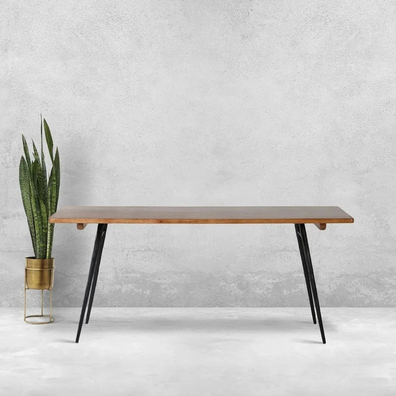 Bauhaus wooden dining table rustic material variants.