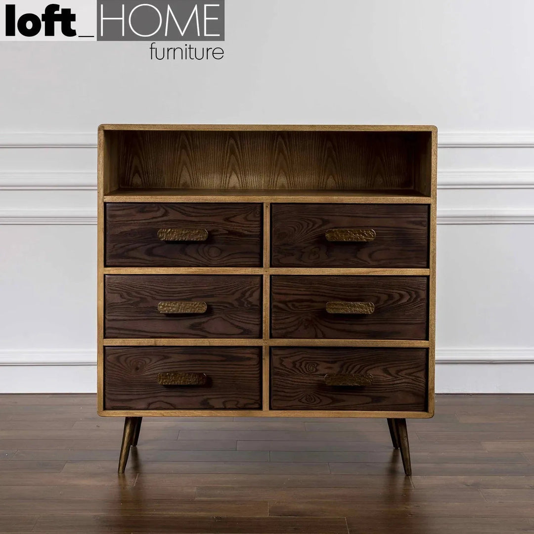 Vintage Wooden Drawer Cabinet HAMMER BRASS