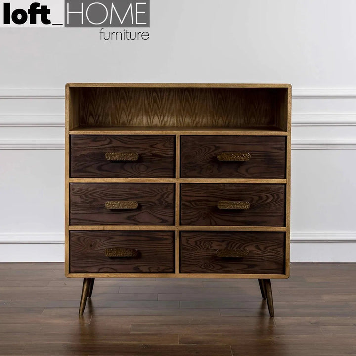 Vintage Wooden Drawer Cabinet HAMMER BRASS