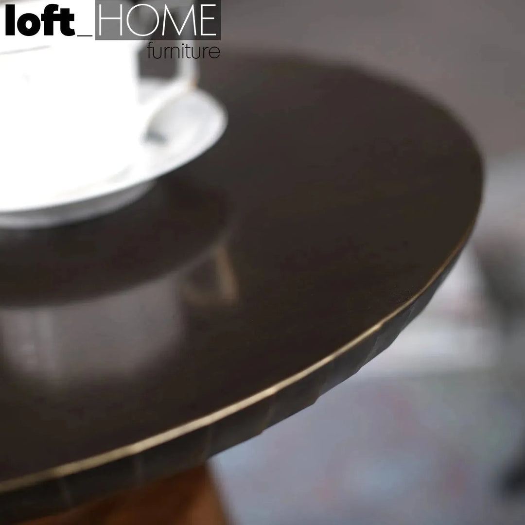 Vintage Wooden Round Side Table VINTAGE BRASS