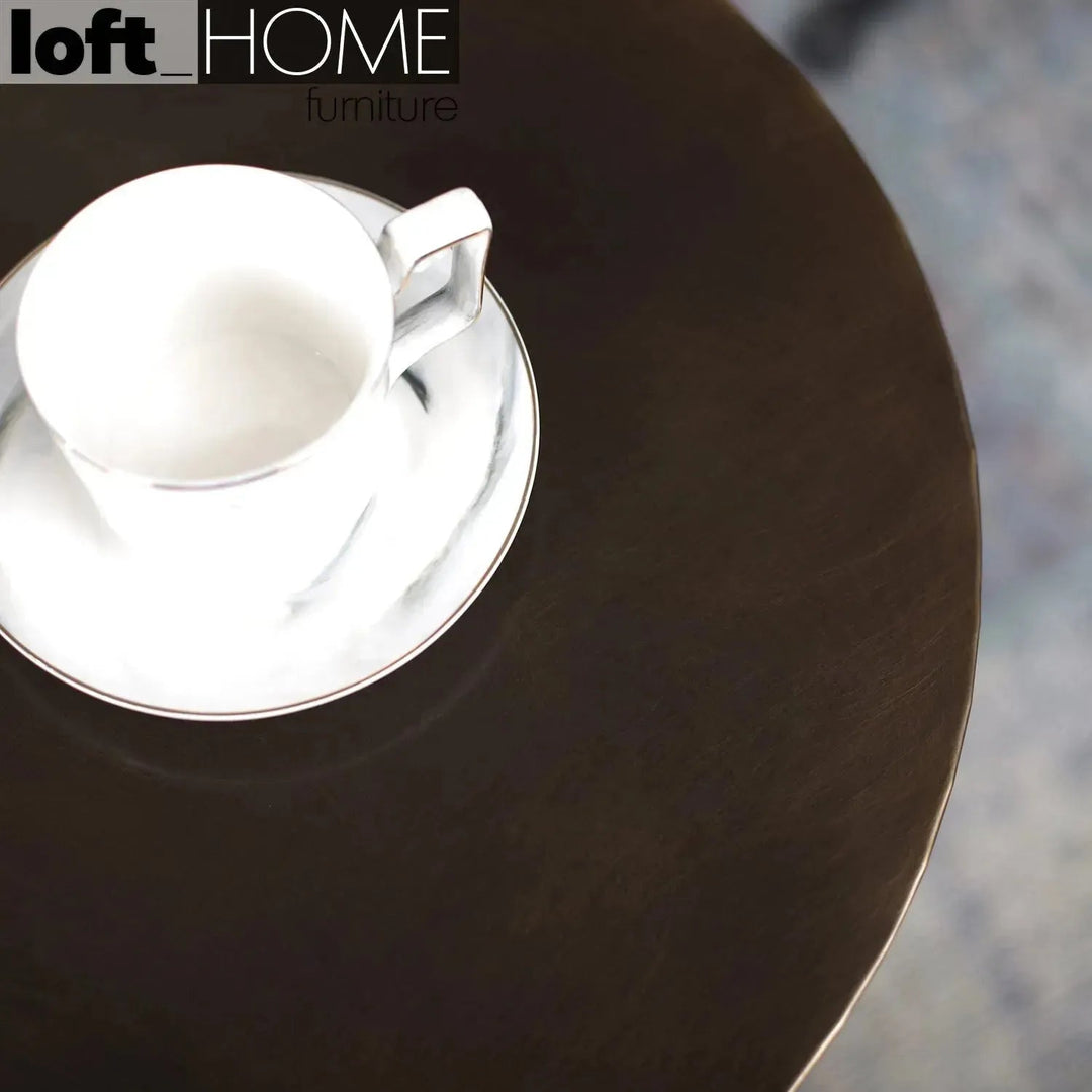 Vintage Wooden Round Side Table VINTAGE BRASS