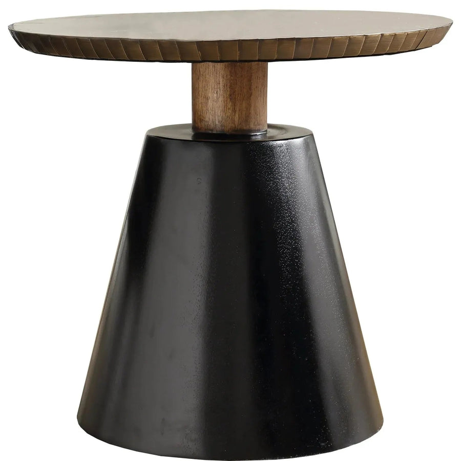 Vintage Wooden Round Side Table VINTAGE BRASS