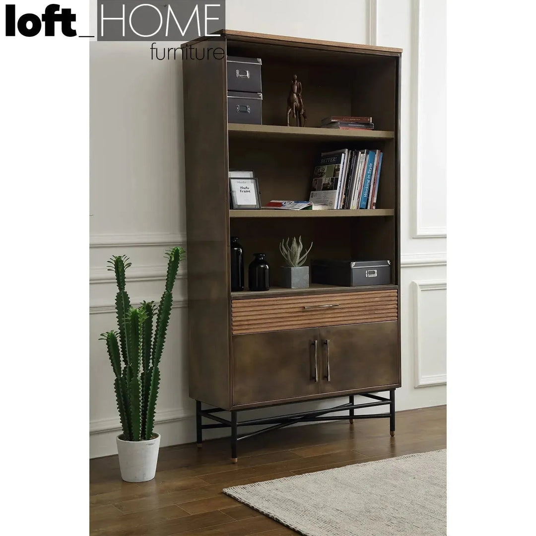 Vintage Wooden Bookshelf VINTAGE BRASS