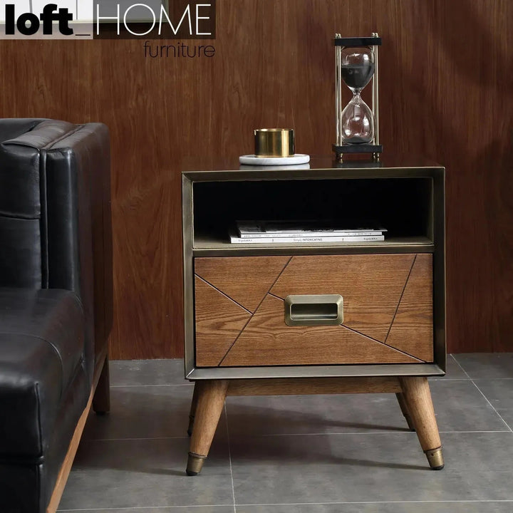 Vintage Wooden Side Table VINTAGE BRASS