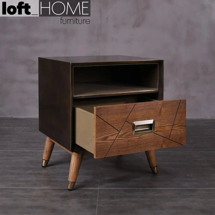 Vintage Wooden Side Table VINTAGE BRASS