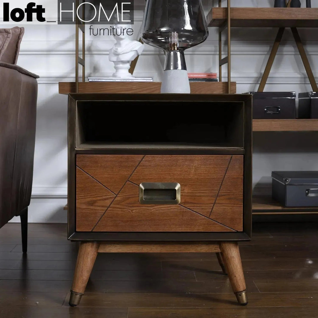 Vintage Wooden Side Table VINTAGE BRASS