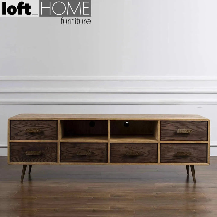 Vintage Wooden TV Console HAMMER BRASS