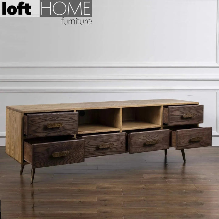 Vintage Wooden TV Console HAMMER BRASS