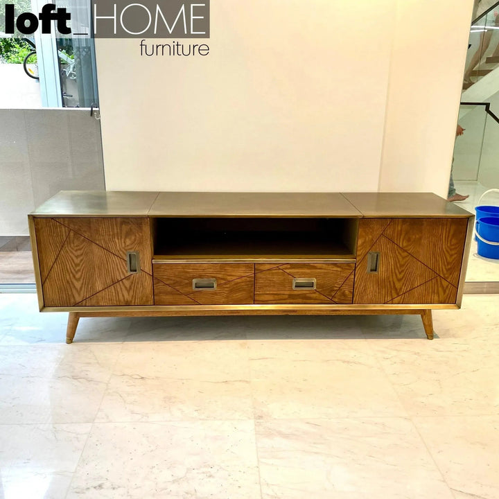 Vintage Wooden TV Console VINTAGE BRASS