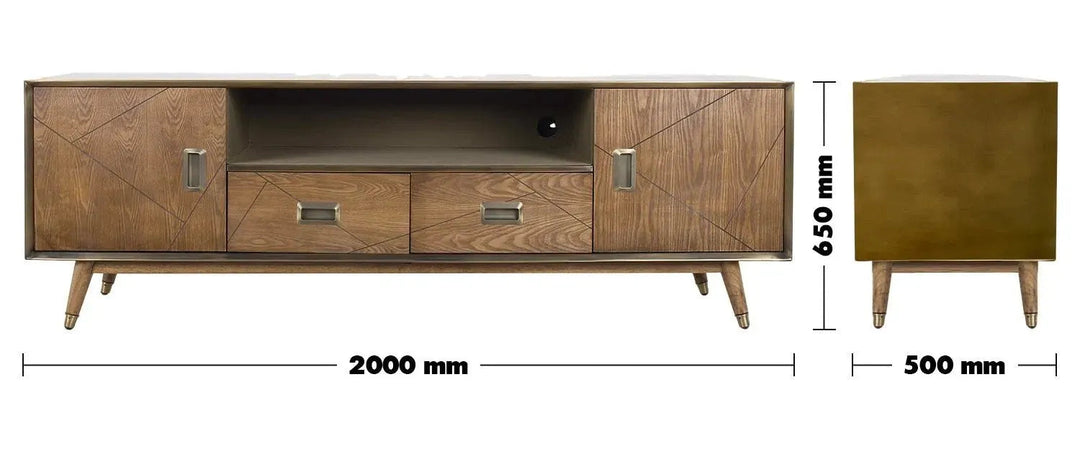 Vintage Wooden TV Console VINTAGE BRASS