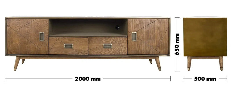 Vintage wooden tv console vintage brass size charts.