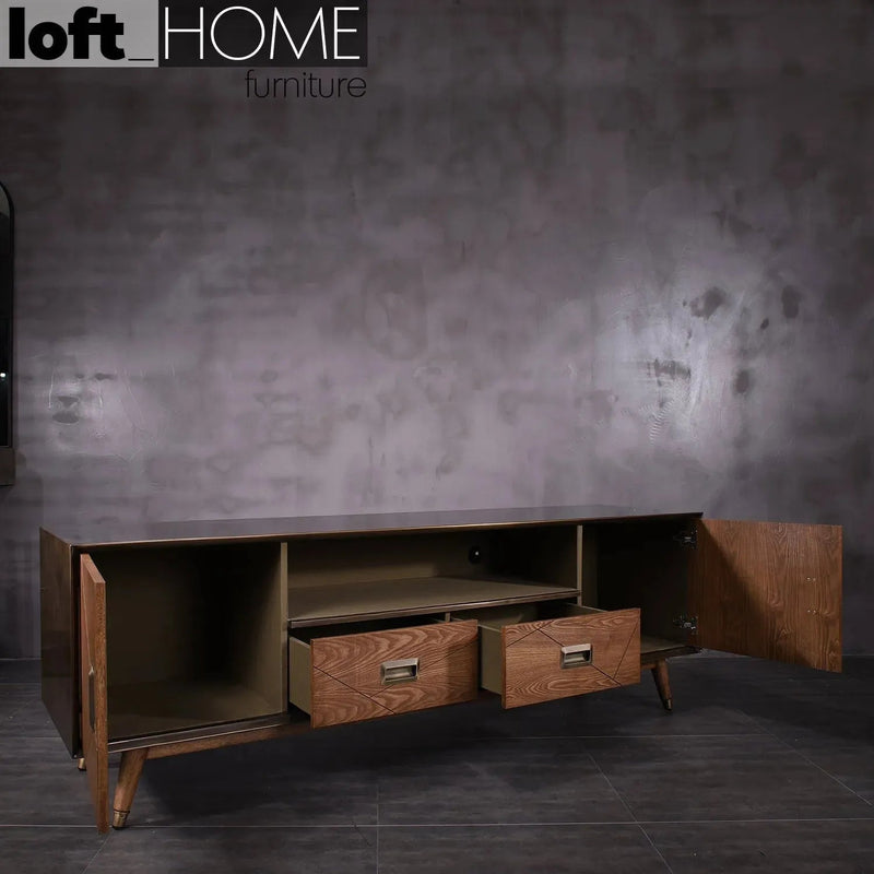 Vintage wooden tv console vintage brass color swatches.