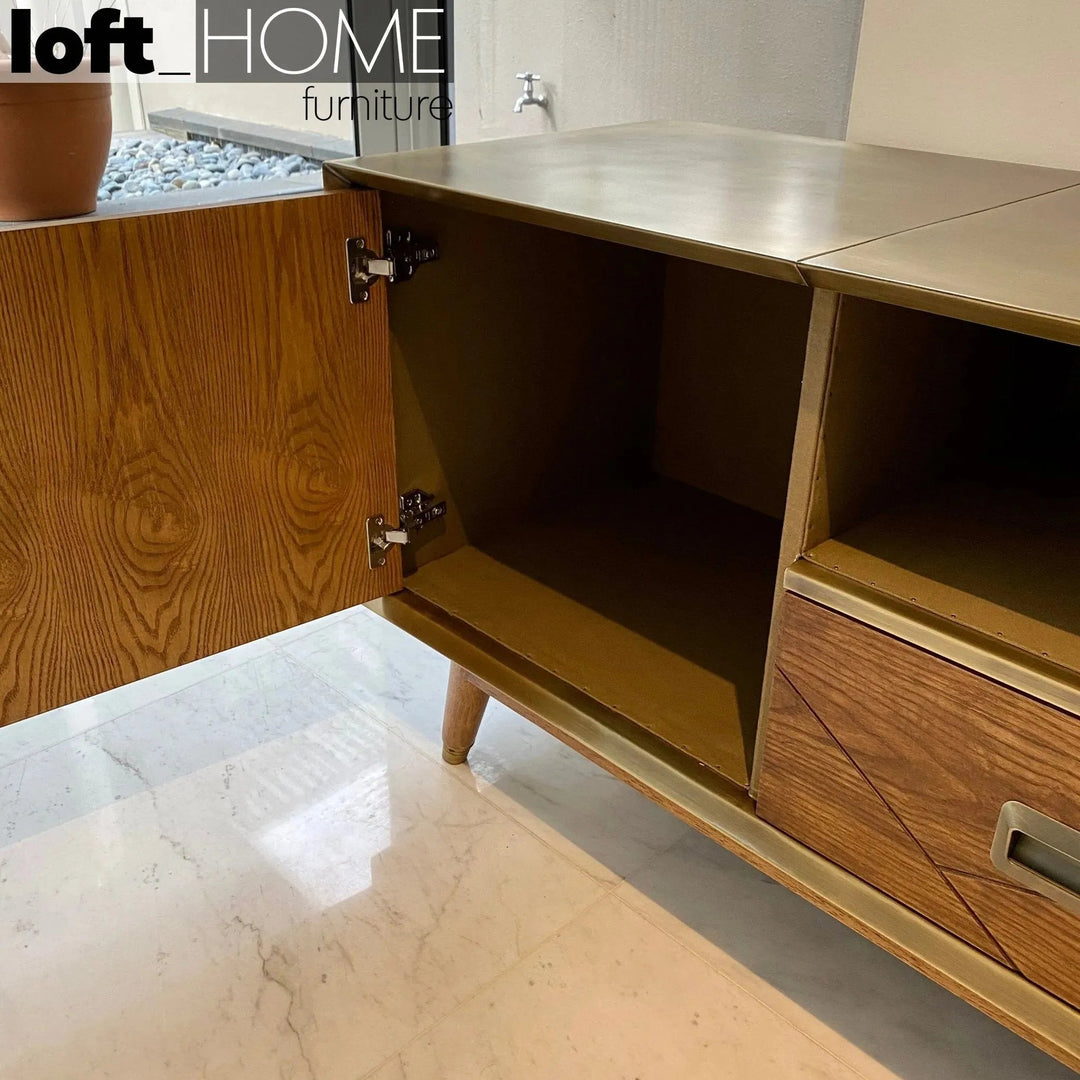 Vintage Wooden TV Console VINTAGE BRASS