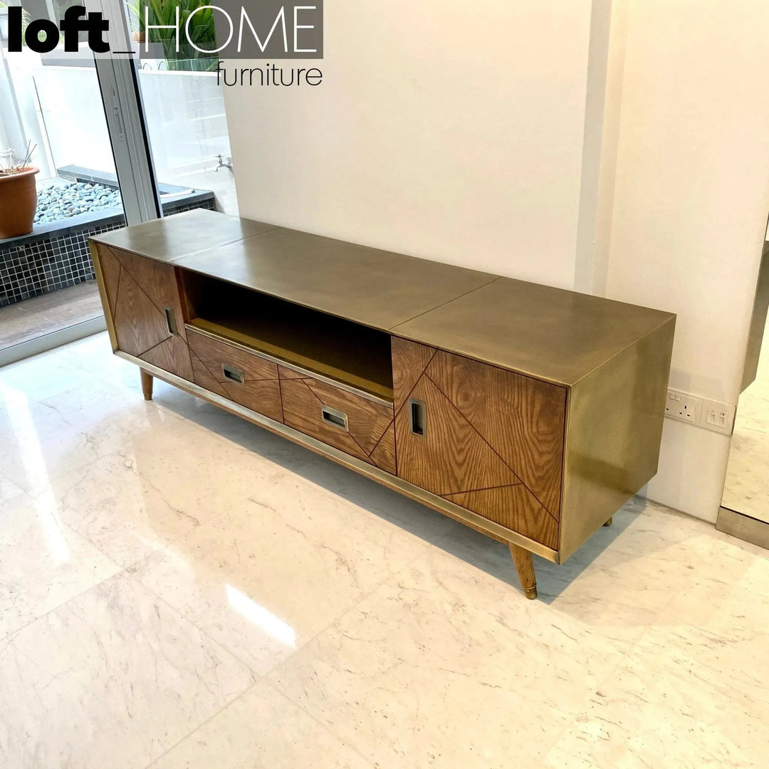 Vintage Wooden TV Console VINTAGE BRASS