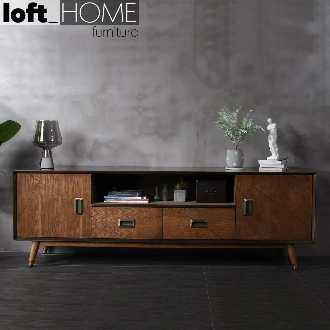 Vintage Wooden TV Console VINTAGE BRASS