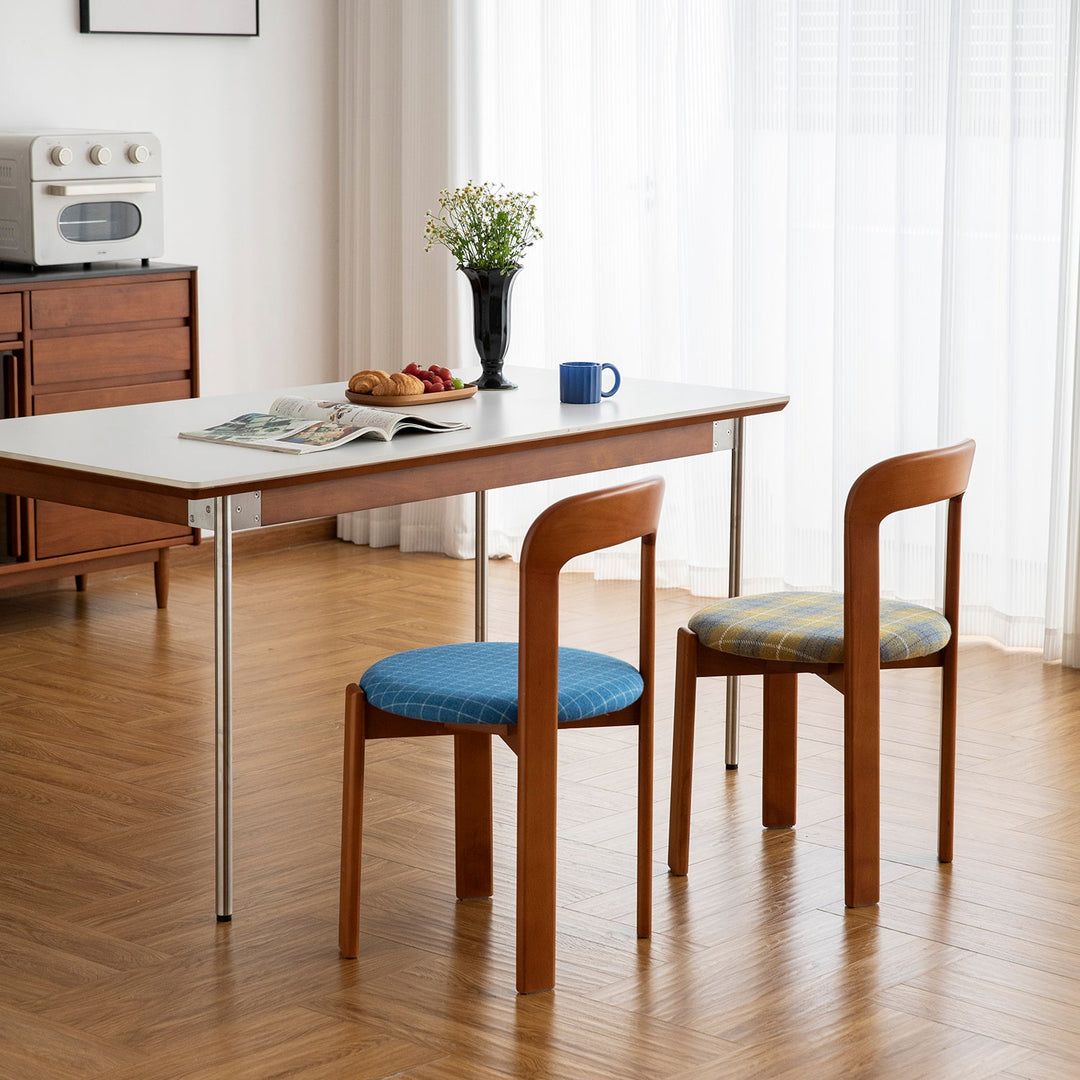 Vintage wool fabric beech wood dining chair memphis conceptual design.