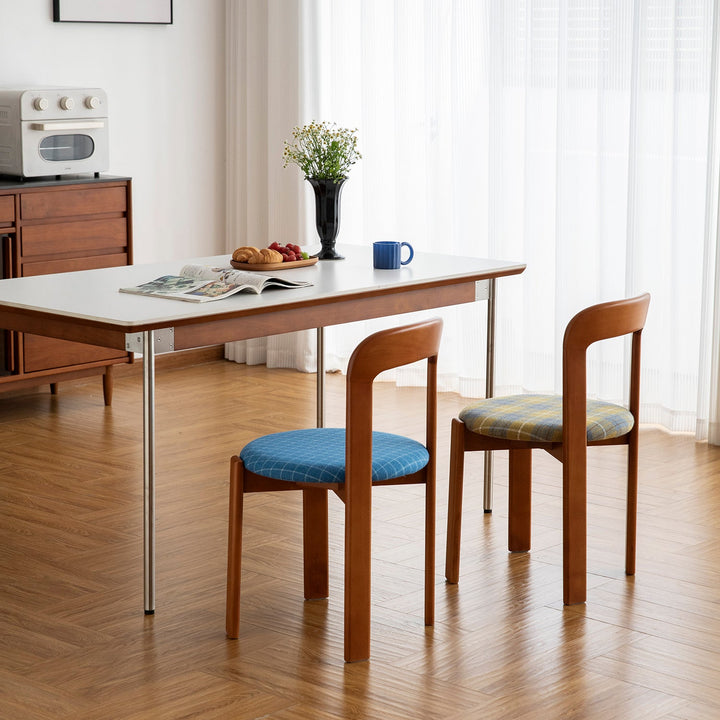 Vintage wool fabric beech wood dining chair memphis conceptual design.