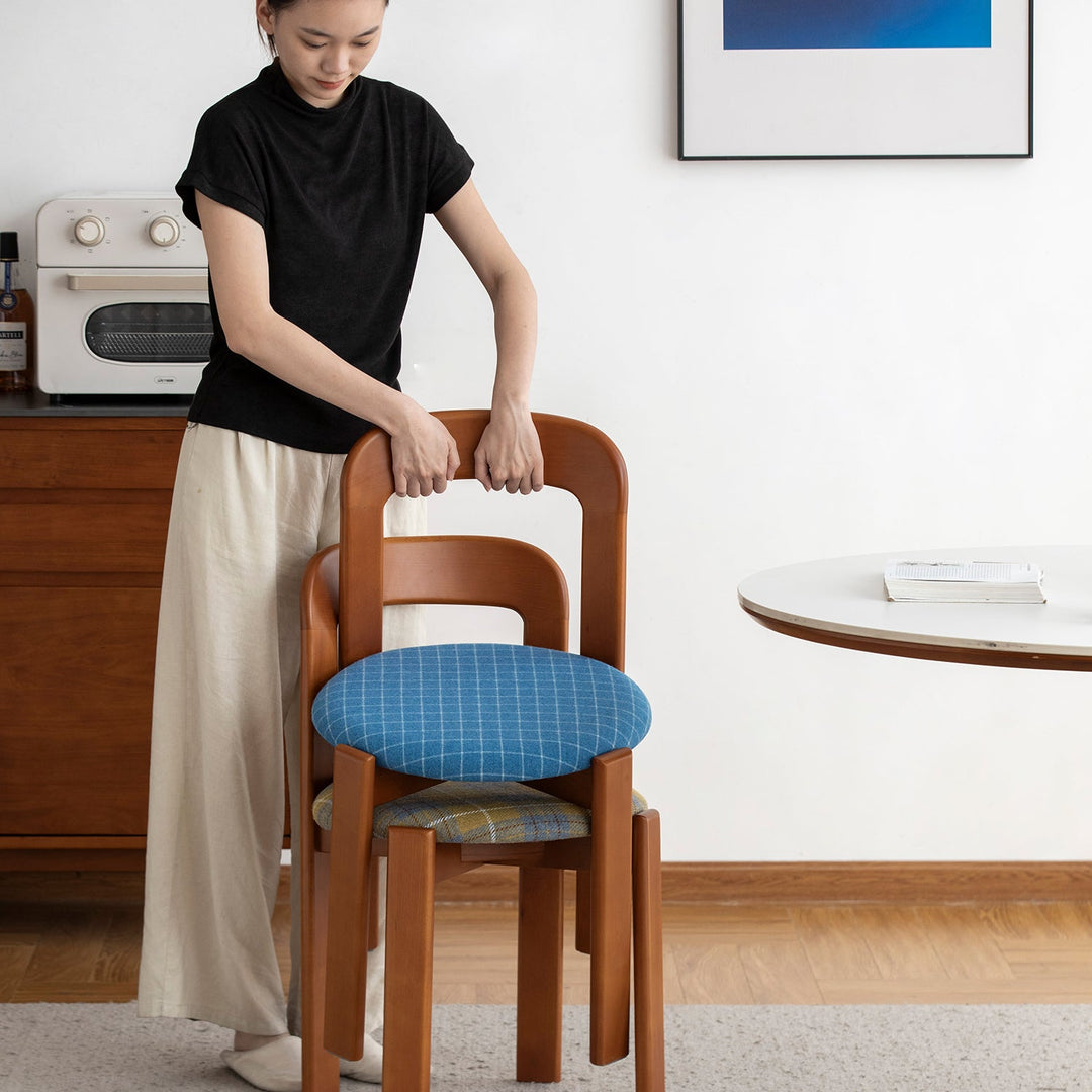 Bauhaus wool fabric beech wood dining chair memphis primary product view.