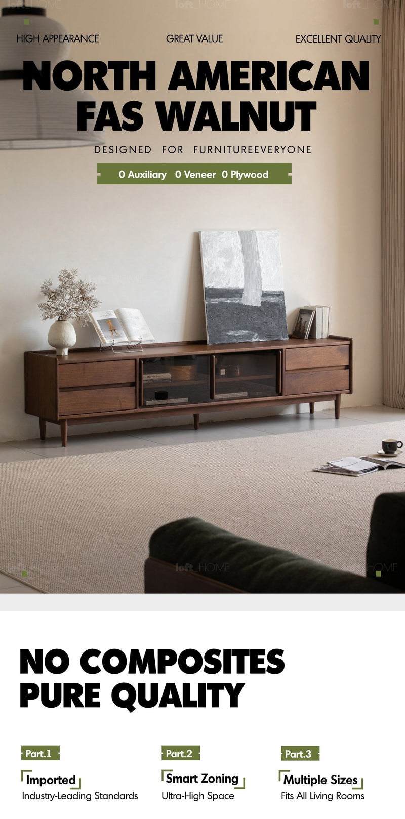 Japandi Walnut Wood TV Console VISTA More Details and Instruction